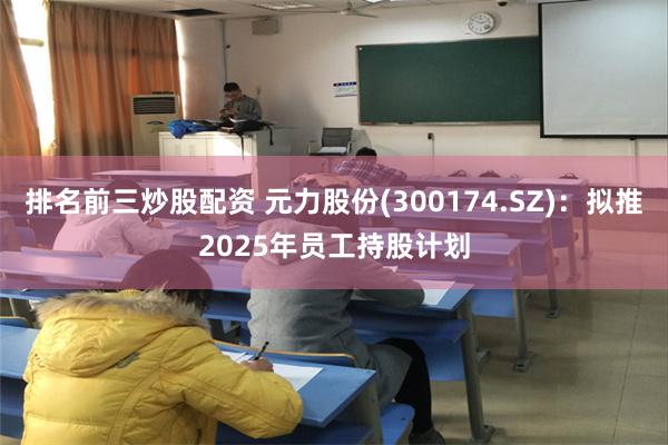 排名前三炒股配资 元力股份(300174.SZ)：拟推2025年员工持股计划