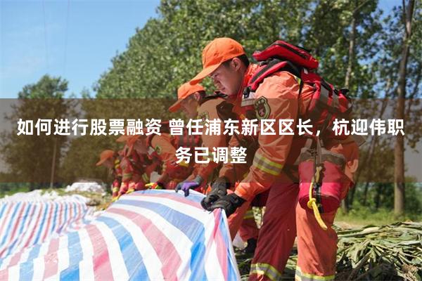 如何进行股票融资 曾任浦东新区区长，杭迎伟职务已调整
